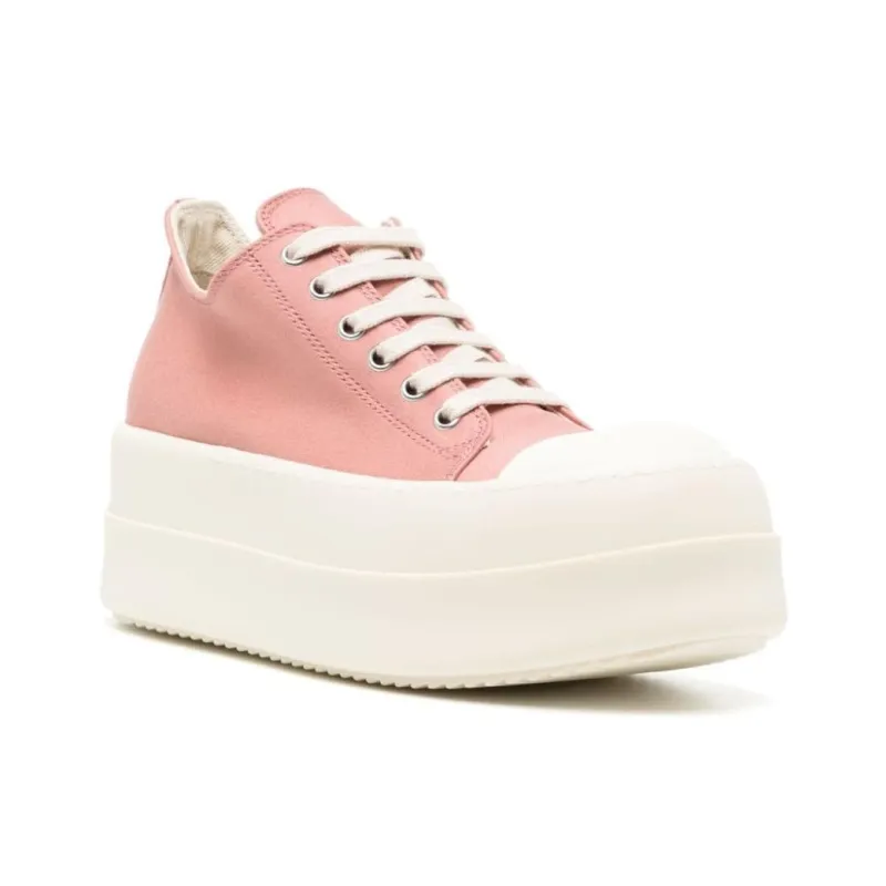 Rick Owens DRKSHDW Lido Double Bumper Low Top Canvas Shoes Women's Pink-2