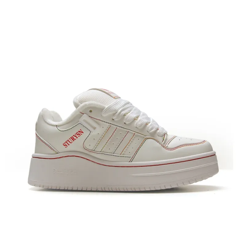 STUR YSN Warm Lightweight Height Increasing Low Top Skateboard Shoes Unisex White Rainbow-3
