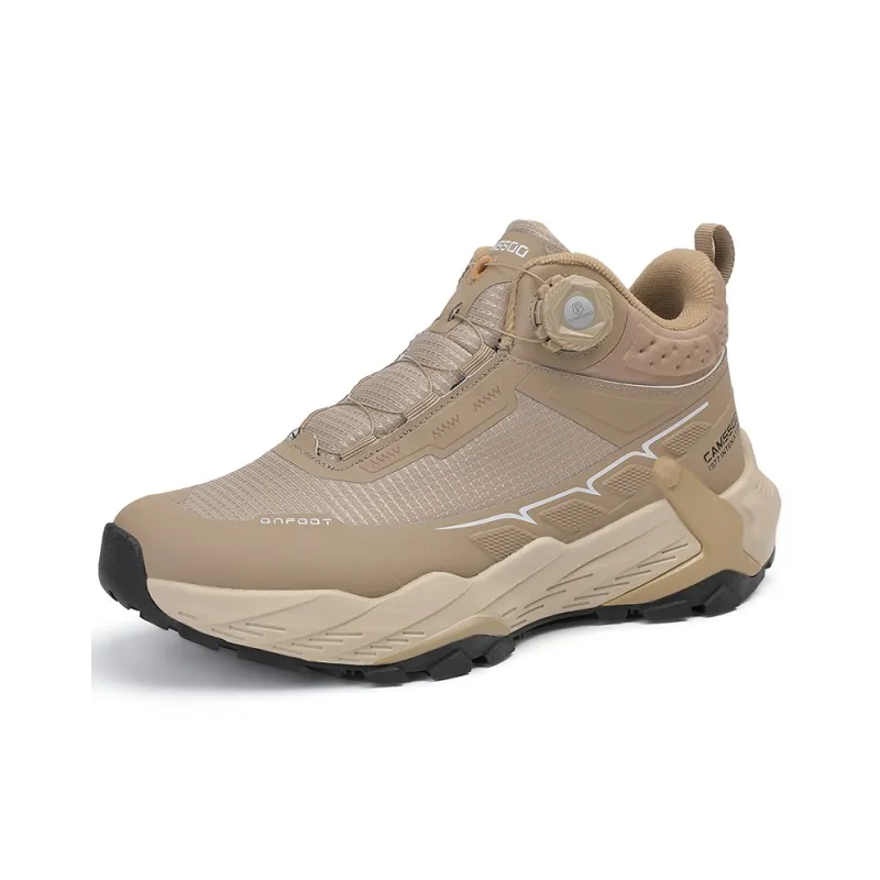 Camssoo Anti Slip And Wear Resistant Water Resistant Mid Top Trekking Shoes Men's Khaki-1