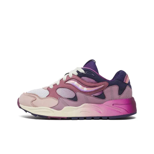 Saucony Grid Shadow 2 Cushioning Slip Resistant Low Top Running Shoes Unisex Purple