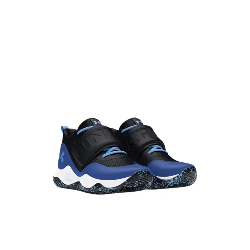 Under Armour Zone Anti Slip Wear Resistant Mid Top Children's Basketball Shoes Black Blue Children Aged 3 7 Years Old-2