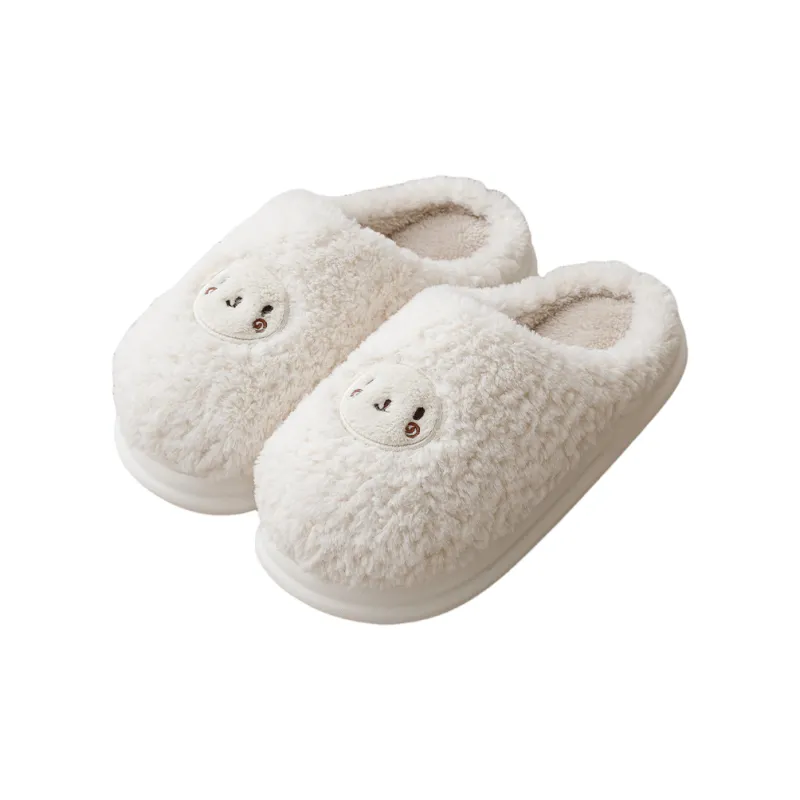 Yalu Preferred Closed Toe Cotton Slippers Winter Couple Home Indoor Slip Resistant Fleece Lined Velvet Slippers-14