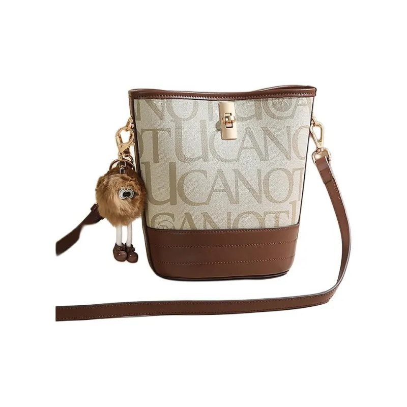 TUCANO PVC Shoulder Bag, Crossbody Bag Medium Size Women's Dark Khaki-2