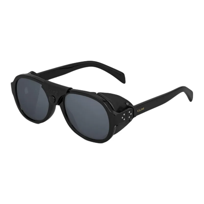 CELINE Black Frame 57 Sunglasses In Acetate With Leather-0