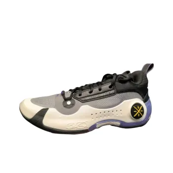 LiNing Cushioning Anti Slip And Wear Resistant Low Top Basketball Shoes Men's White Purple