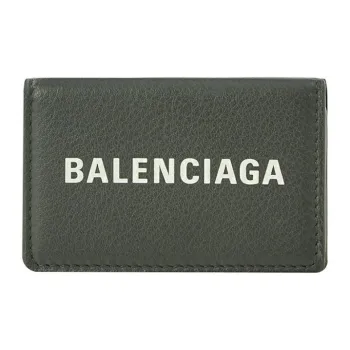 Balenciaga Everyday Leather Wallet Mini Unisex Gray Green