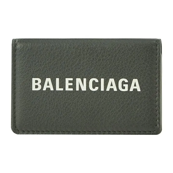 Balenciaga Everyday Leather Wallet Mini Unisex Gray Green-0
