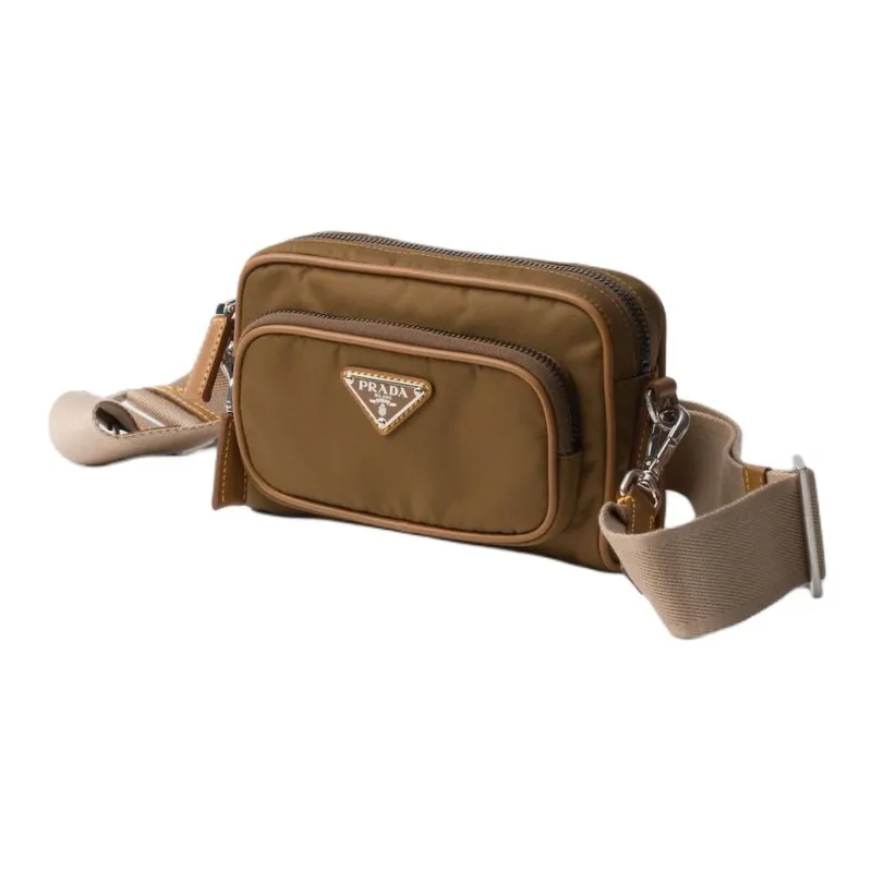 PRADA Recycled Nylon Shoulder Bag Crossbody Bag Men's Cork Beige-1