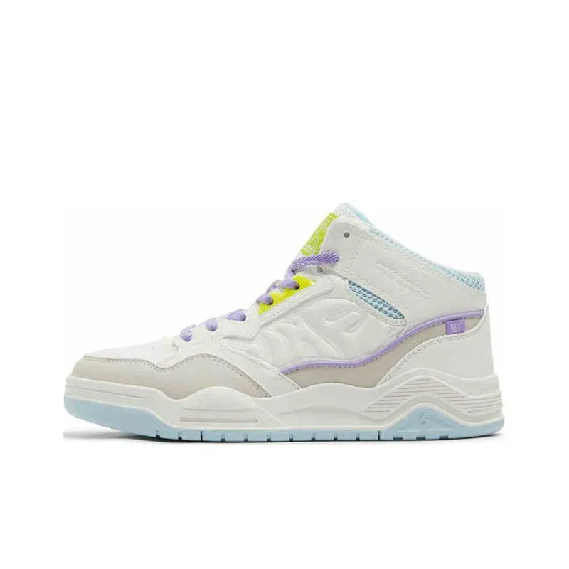 361° Anti Slip Wear Resistant High Top Skateboard Shoes Women's White Blue-0