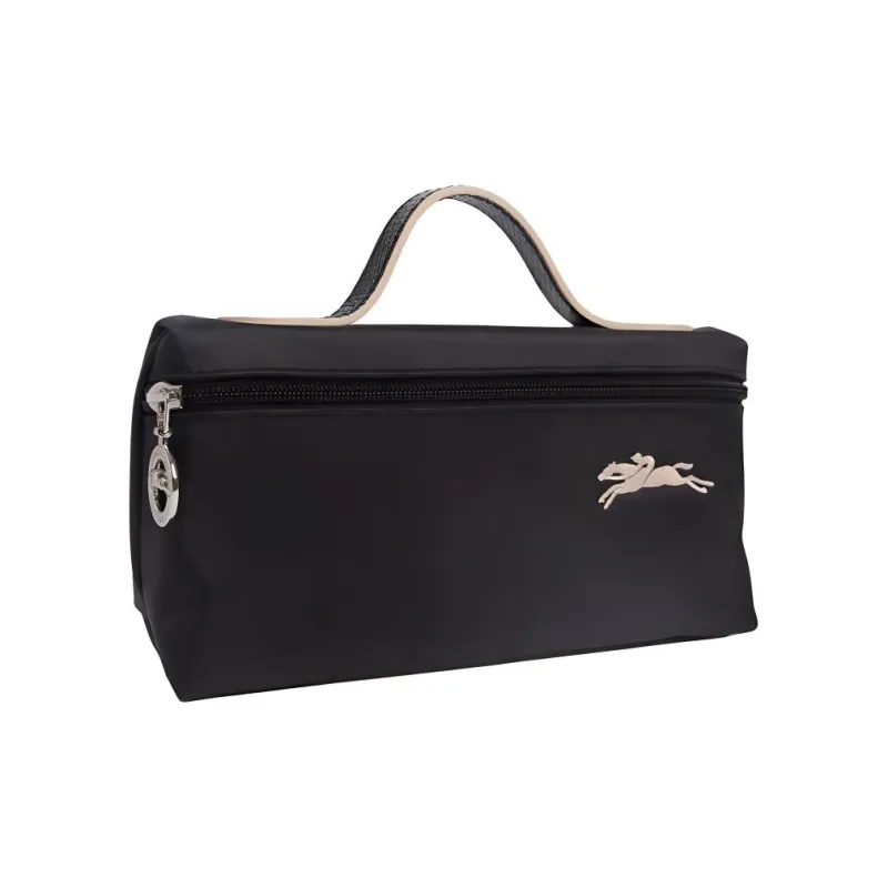 LONGCHAMP Le Pliage Cowhide Patchwork Canvas Makeup Bag Women's Black-2