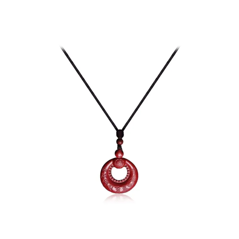 CANHUI Cinnabar Gourd Peace Buckle Necklace Women's-0