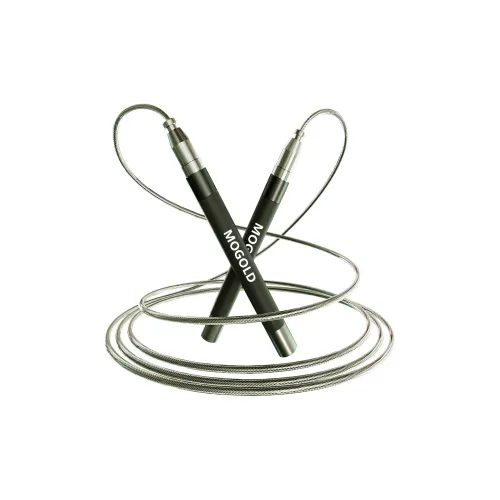 MOGOLD Fitness Training Non Countable Jump Ropes Adults PU+Steel Wire Rope, Aluminum Alloy Controller 2.8m Silver