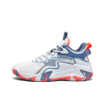 BIANSULONG Cushioned Slip Resistant Abrasion Resistant Mid Top Basketball Shoes Men's White Blue