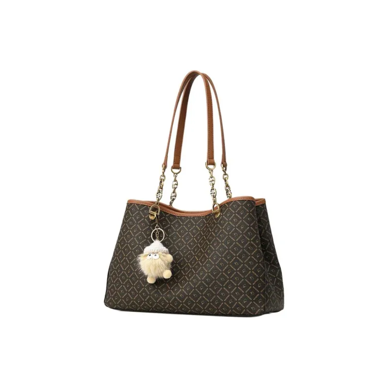 GOLDLION PVC Tote Bag, Shopping Bag, Handbag, Shoulder Bag Tubas Women's Brown Coffee-1