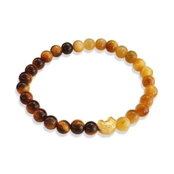 WANLIACC Tiger's Eye Stone Fu Lock Beaded Bracelet Women's