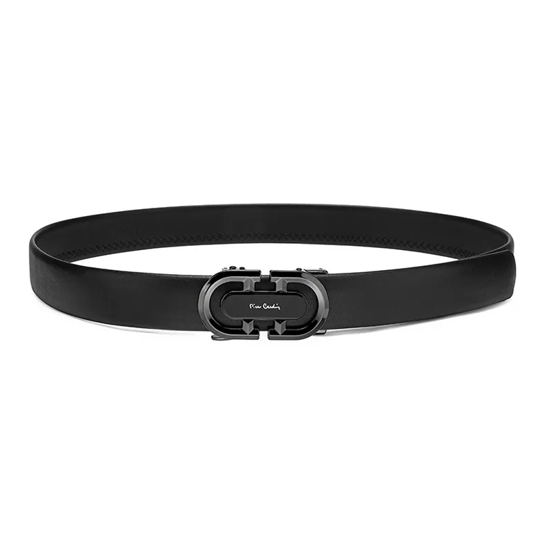 PIERRE CARDIN Top Grain Cow Leather Belts Men's Black Width 3.45cm-3