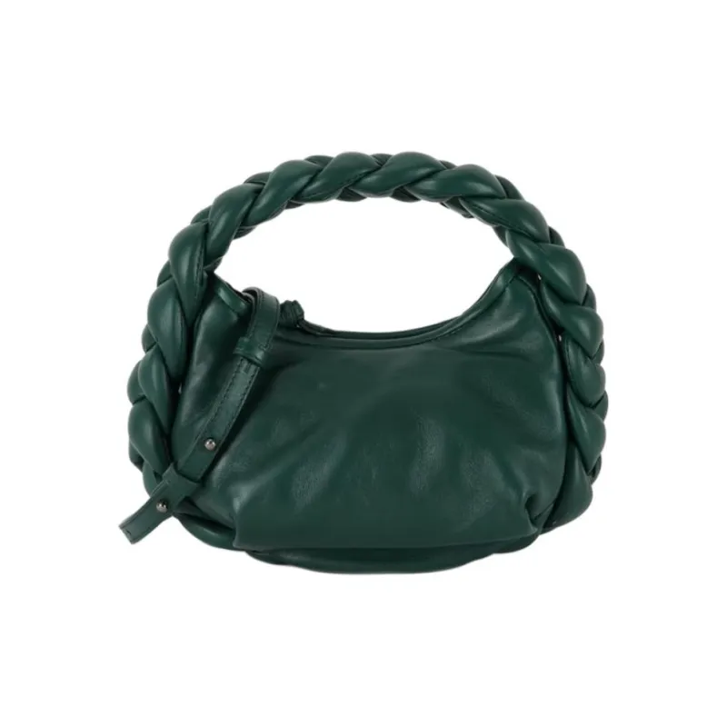 Hereu Lamb Leather Shoulder Bag Crossbody Bag Handbag Medium Size Women's Green-0