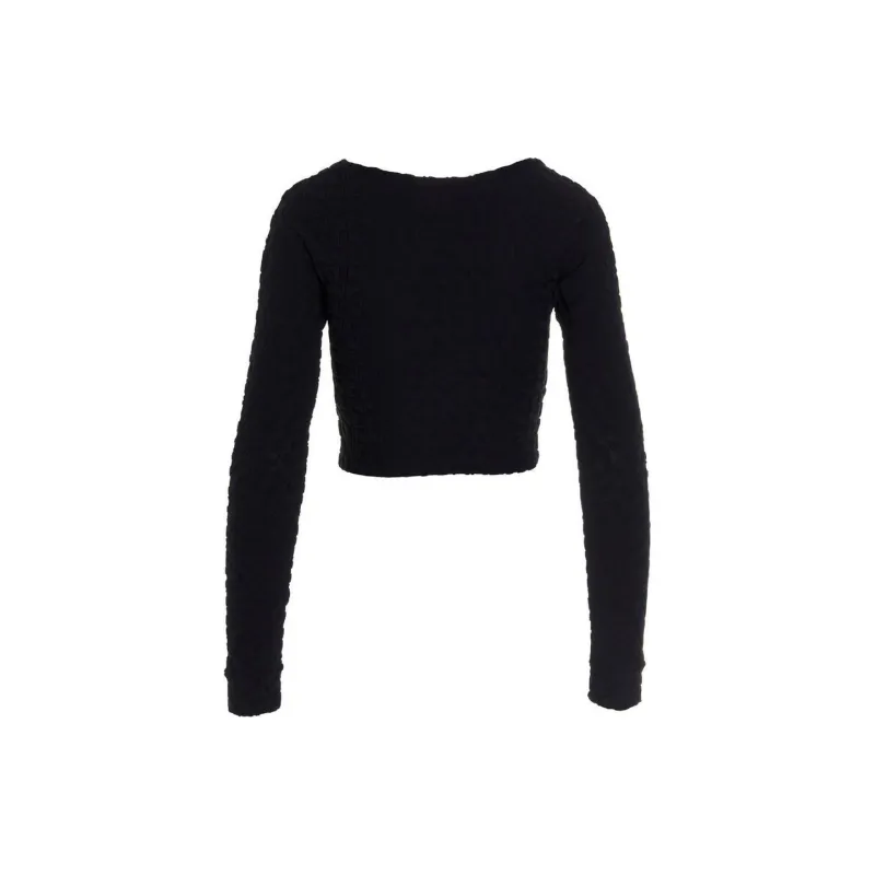 Sunnei Logo Detailed Long Sleeved Cropped Top-1