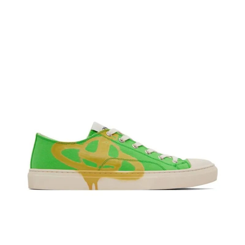 Vivienne Westwood Plimsoll Low Top Canvas Shoes Men's Green-1