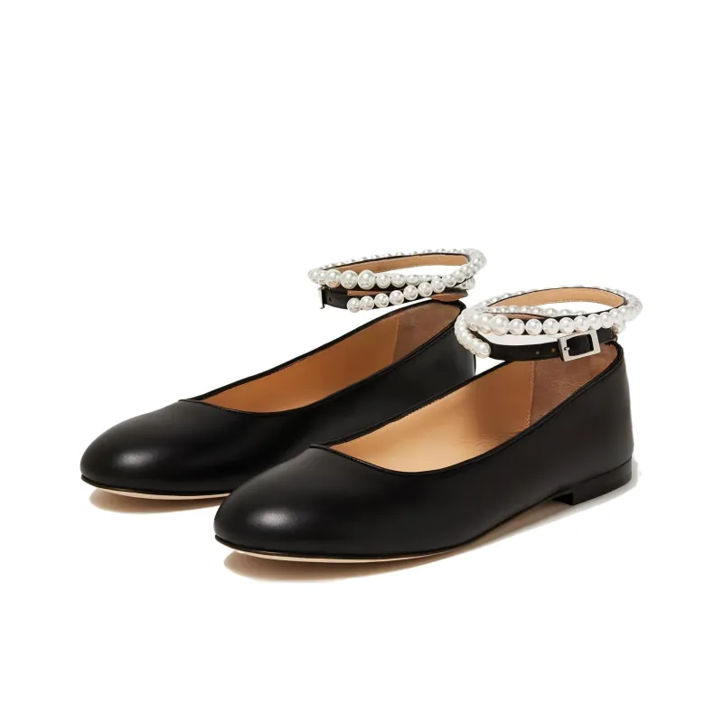 MACH & MACH Sirene Leather Ballerina Shoes-4