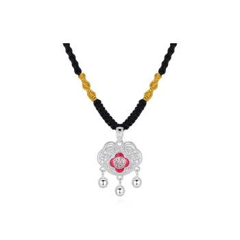 OWNCOOL S999 Fine Silver Necklaces Women's Red/Blue/Gold