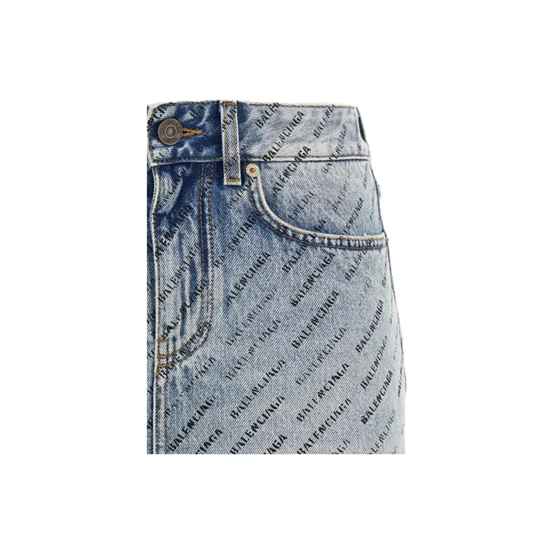 Balenciaga Logo print Denim Mini Skirt-6