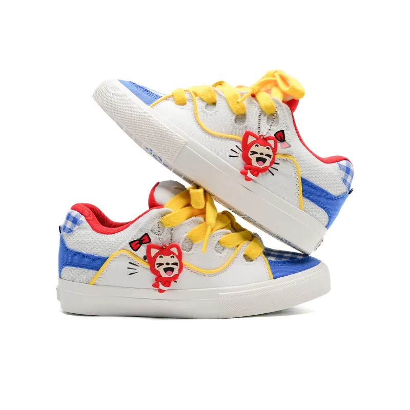 ALI THE FOX Low Top Skateboard Shoes Unisex White Blue Yellow Box Included-4