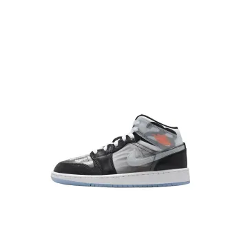 Jordan Air Jordan 1 Anti Slip Wear Resistant Mid Top Children's Basketball Shoes Black Gray Kids'
