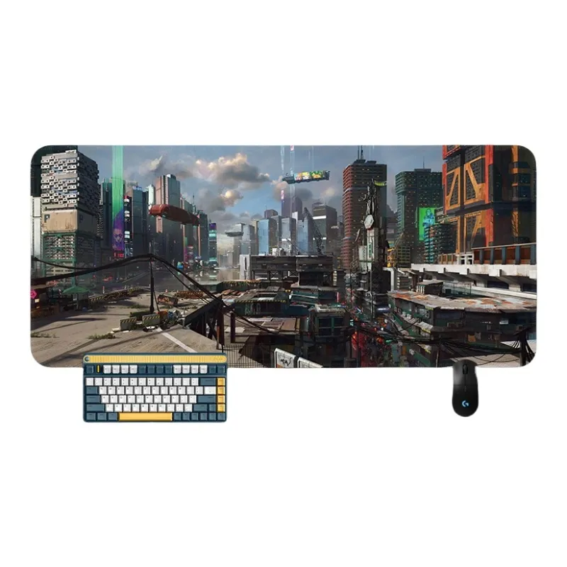 SHIBADU Rubber Cyberpunk Style Extra Large Gaming Esports Computer Desk Mat And Keyboard Pad For Men Mouse Pads-0