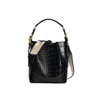 ZARA Polyurethane Bucket Bags Shoulder Bag Crossbody Bag Handbag Large Size Women's Black