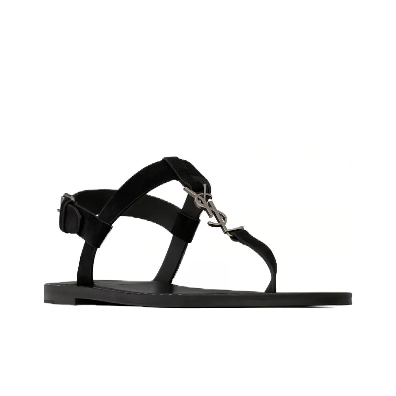 SAINT LAURENT Cassandra Logo Plaque Sandals-2