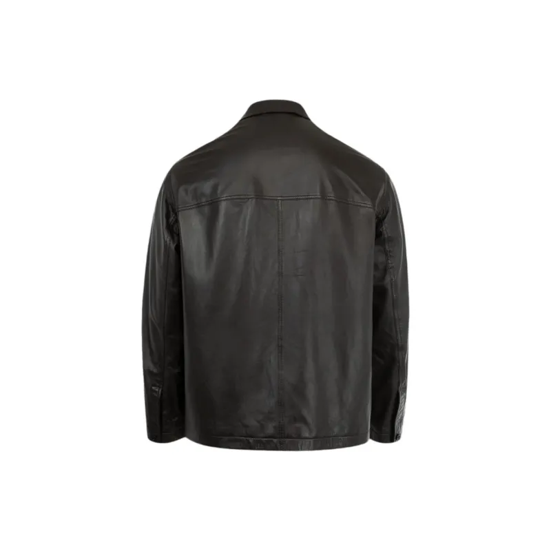 Lemaire Leather Stand Collar Shirt-1