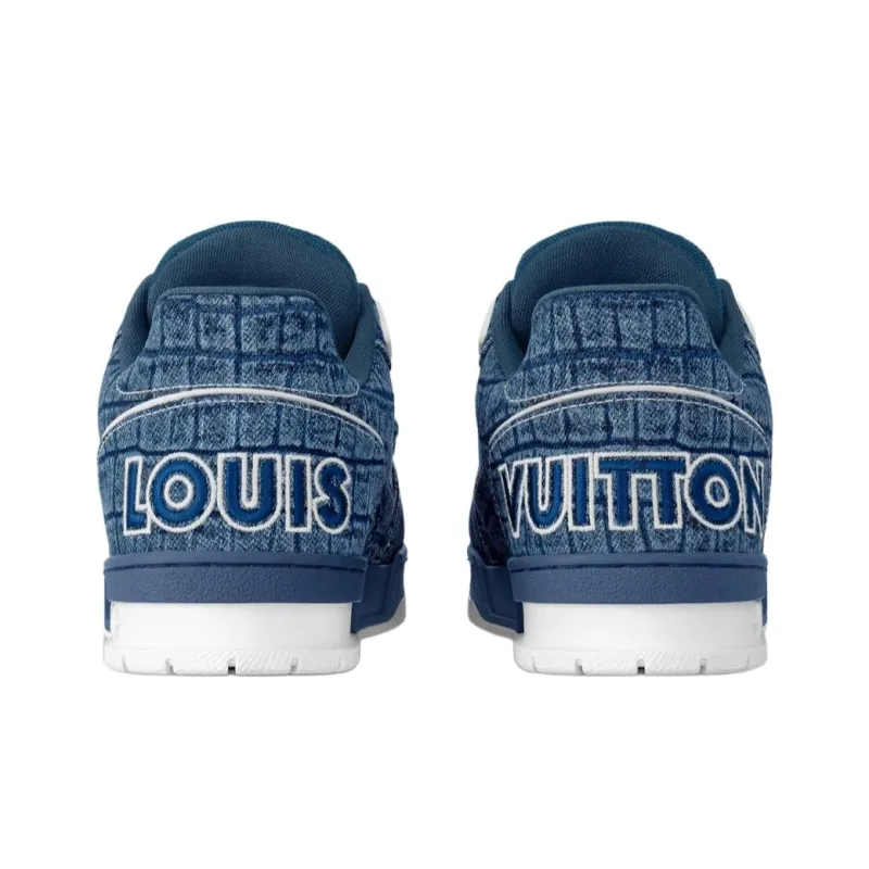LOUIS VUITTON Trainer Low Top Skateboard Shoes Men's Sea Blue-4