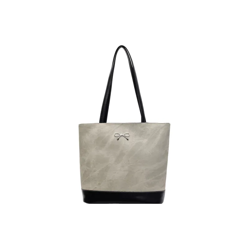 JIANMU PU Tote Bag, Shopping Bag, Shoulder Bag Women's Dark Tea/Blue/Beige-4
