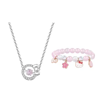 TIDECOLOR Hello Kitty S925 Silver Necklaces Women's Silver Pink