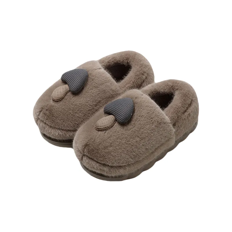 Yalu Preferred Closed Toe Cotton Slippers Winter Couple Home Indoor Slip Resistant Fleece Lined Velvet Slippers-6