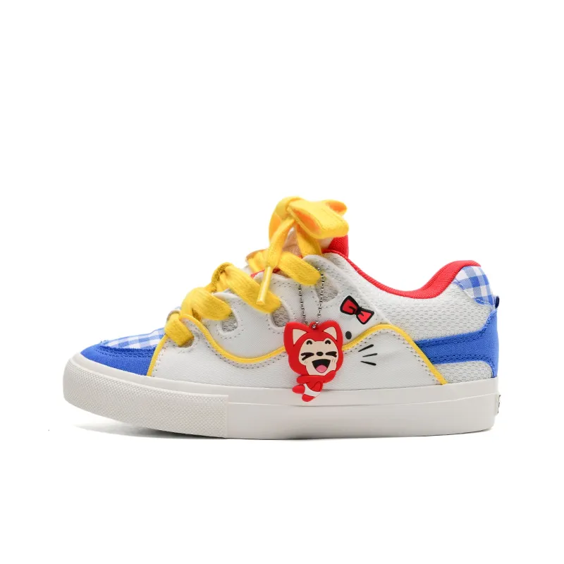 ALI THE FOX Low Top Skateboard Shoes Unisex White Blue Yellow Box Included-1