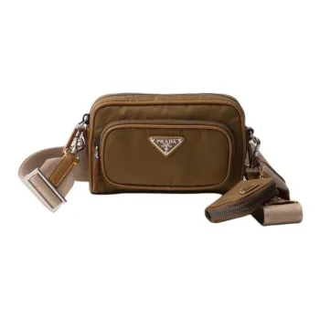 PRADA Recycled Nylon Shoulder Bag Crossbody Bag Men's Cork Beige