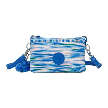 Kipling Polyester Shoulder Bag Crossbody Bag Small Size Women's Dilute Blue/Pink Print/Soft Silver