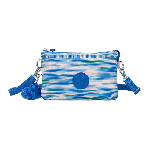 Kipling Polyester Shoulder Teddy Bag Crossbody Teddy Bag Small Size Women's Dilute Blue/Pink Print/Soft Silver