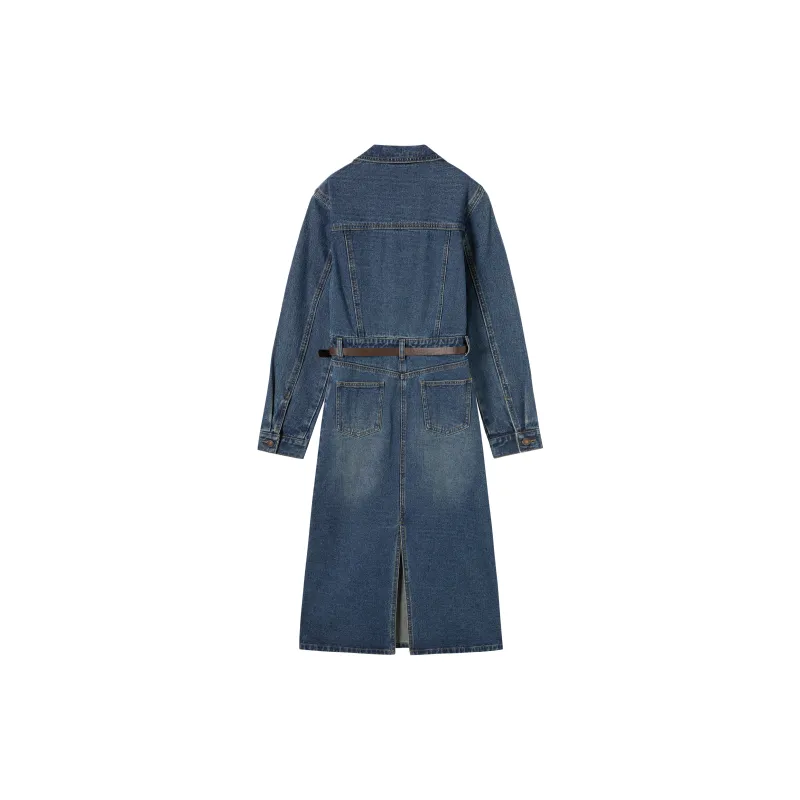 DIALOGUE Long Sleeved Dress Women's Denim Blue-1