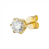 1ct Moissanite Stud Earring 14K Gold, Gold, Single