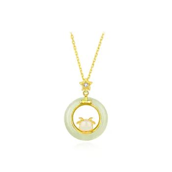 SEVEN COOK Hetian Jade Necklaces Pale Greenish White Jade Women's