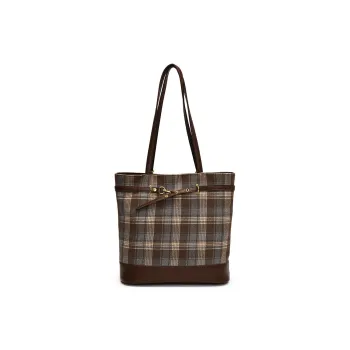 JIANMU PU Tote Backpack, Shoulder Bag Regular Women's Coffee Plaid/Blue Plaid/Yellow Plaid