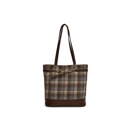 JIANMU PU Tote messenger, Shoulder Bag Regular Women's Coffee Plaid/Blue Plaid/Yellow Plaid