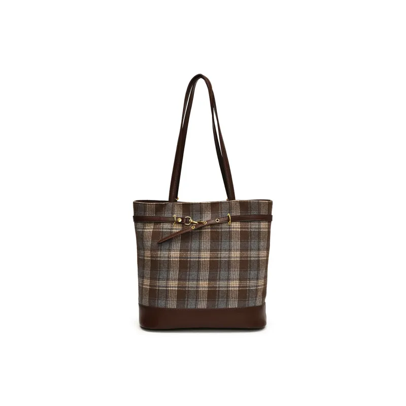 JIANMU PU Tote Backpack, Shoulder Bag Regular Women's Coffee Plaid/Blue Plaid/Yellow Plaid-0
