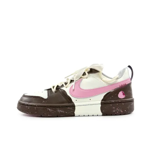 Nike Court Borough Slip-Resistant Low-Top Kids' Skateboarding Shoes White Brown Teenagers