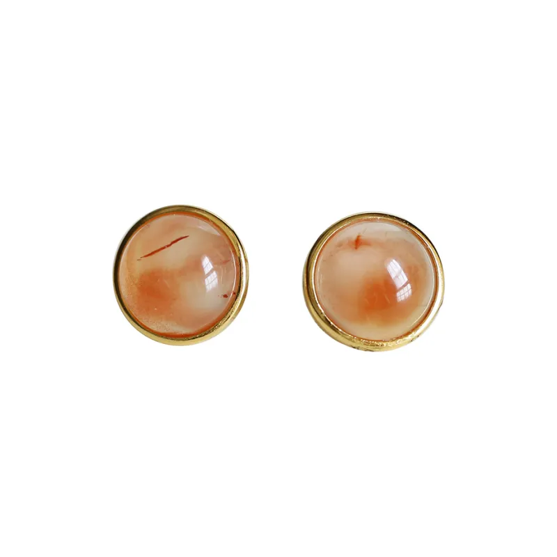 YUSHE Southern Red Agate Stud Earrings Women's-0