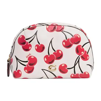 COACH Julienne Pebbled Leather Clutch Makeup Bag Small Size Women's Chalk White
