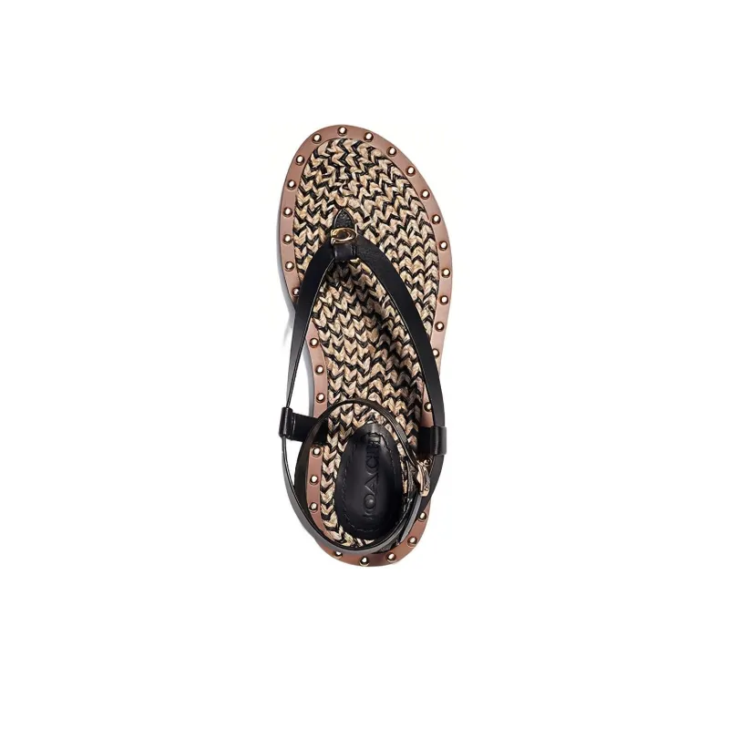 COACH One Strap Sandals Women's Black-3